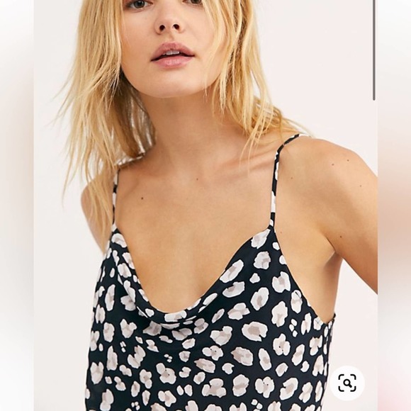 Intimately Free People Black Leopard Print Cowl Neck Adjustable Silk Top Small - Picture 1 of 15